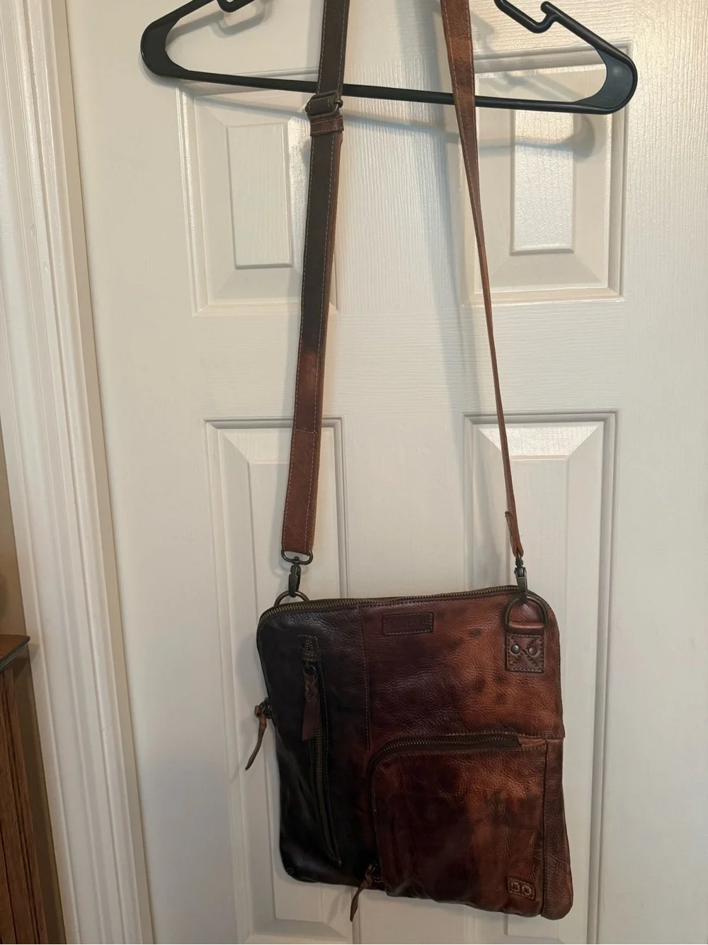 Bed Stu Two-Tone Brown Leather Messenger Bag